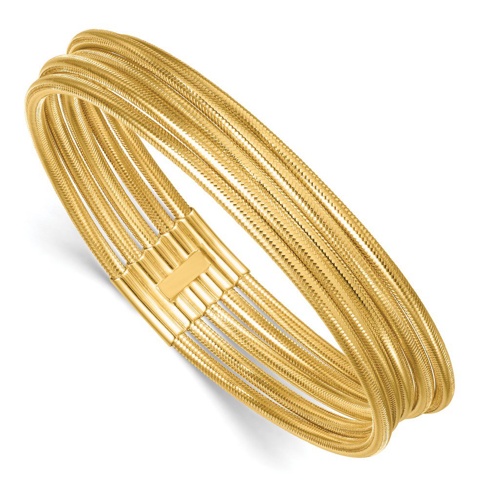 Gold multi-strand bracelet with clasp.