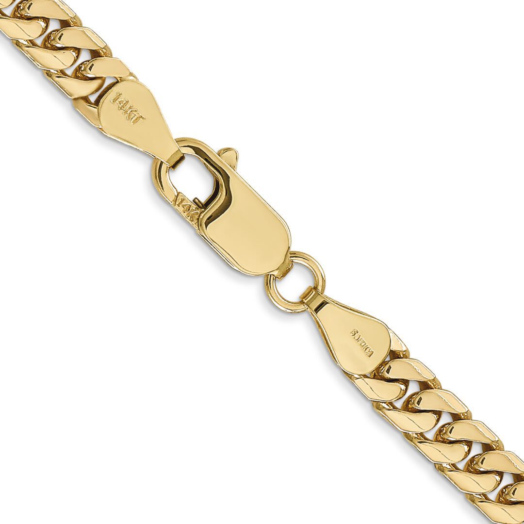 Gold chain bracelet with clasp detail.