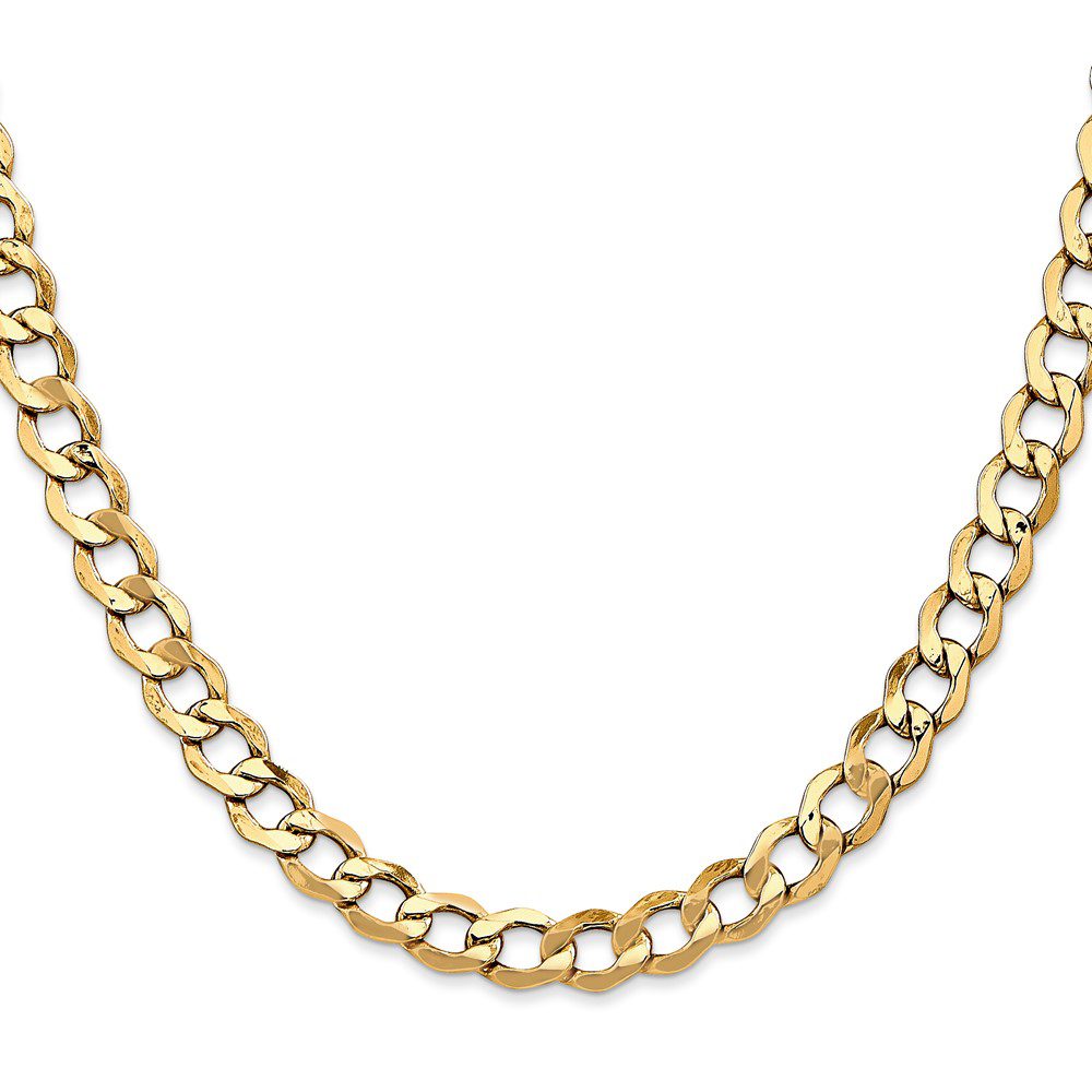 A gold chain necklace with interlocking links.