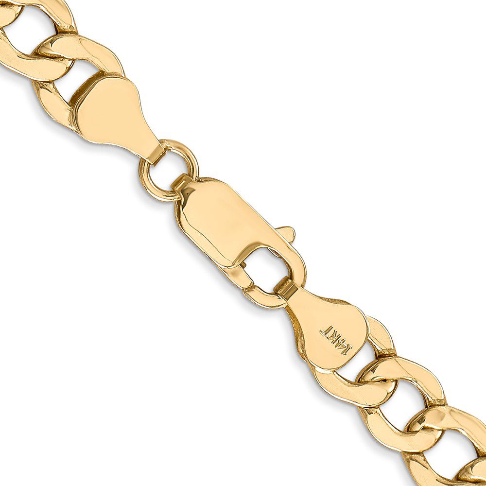 Close-up of a gold chain bracelet with unique link design.