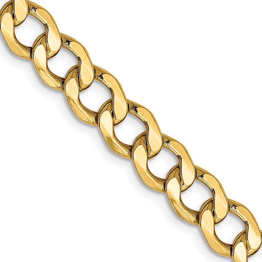 Close-up of a gold chain link bracelet.