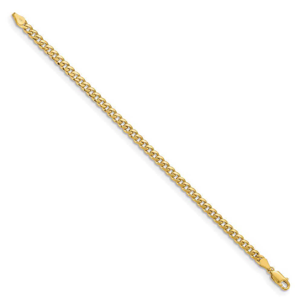 Gold tennis bracelet with a clasp.