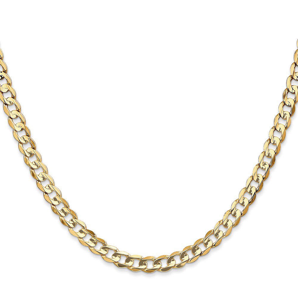 Close-up of a gold chain necklace with a classic link design.
