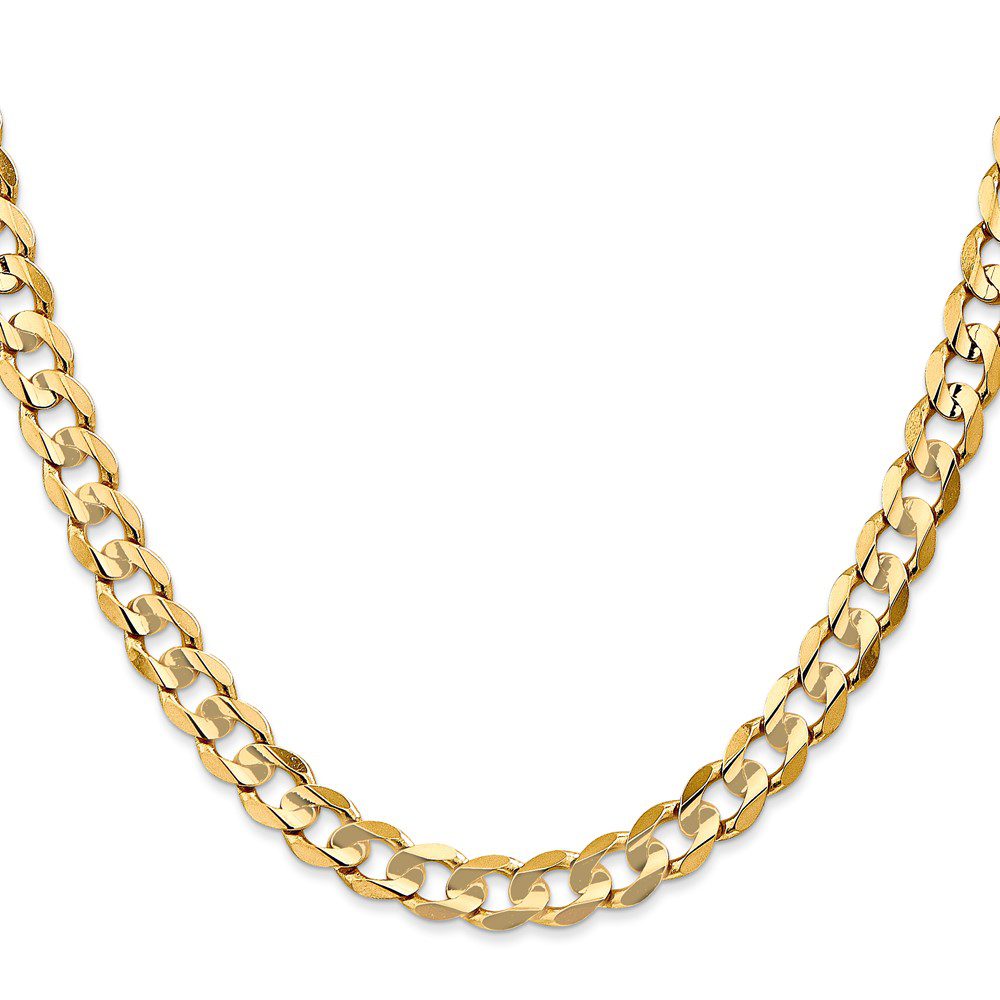 A gold chain necklace with interlocking links.