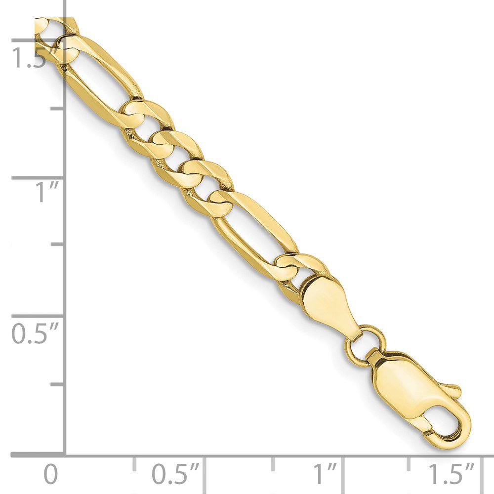 Gold chain bracelet with mixed link styles and a lobster clasp.