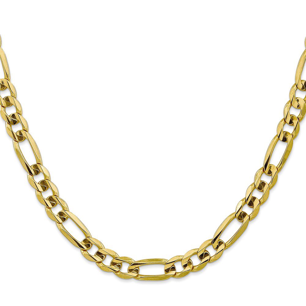 A gold chain necklace with rectangular links.