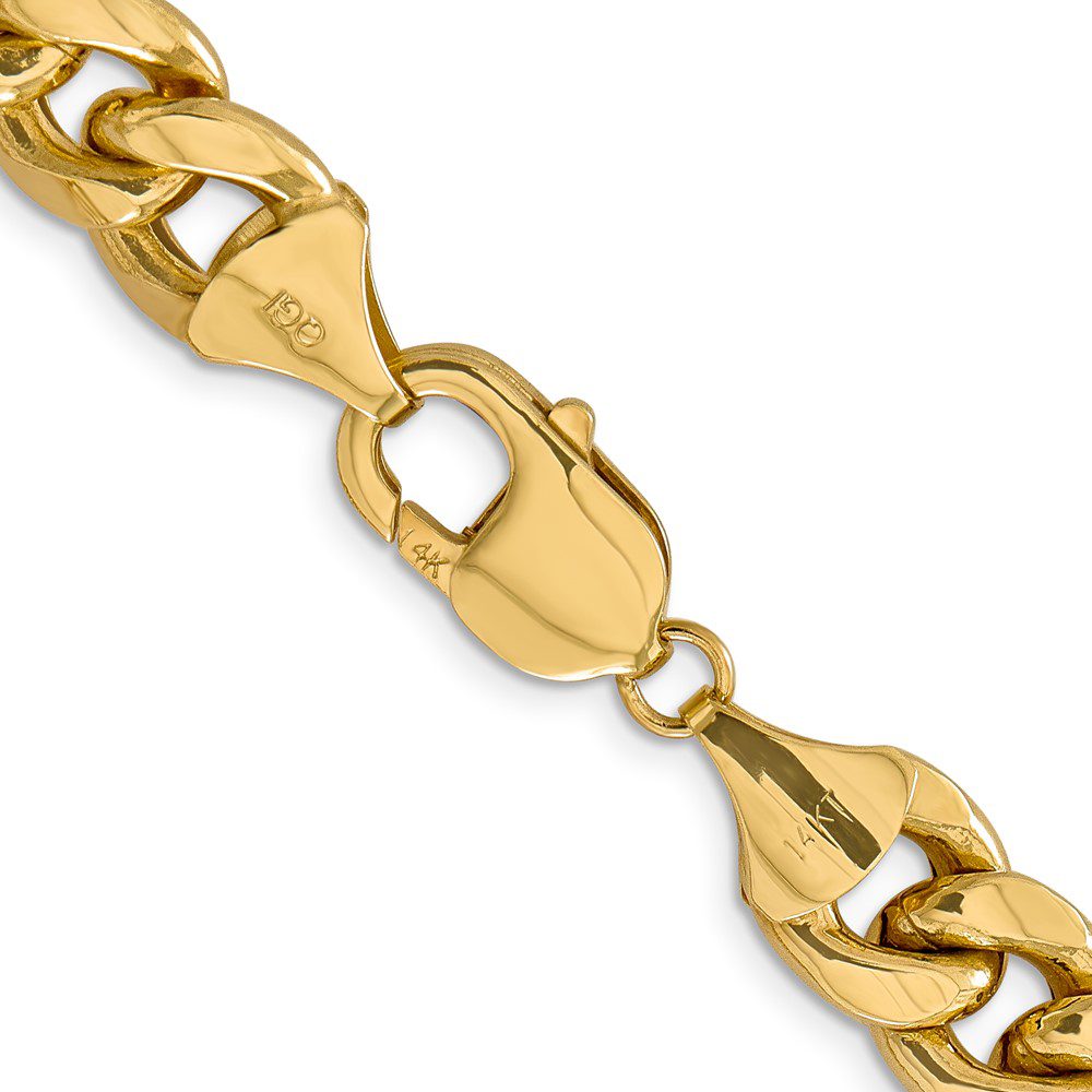 Close-up of a shiny gold chain bracelet with a secure clasp.