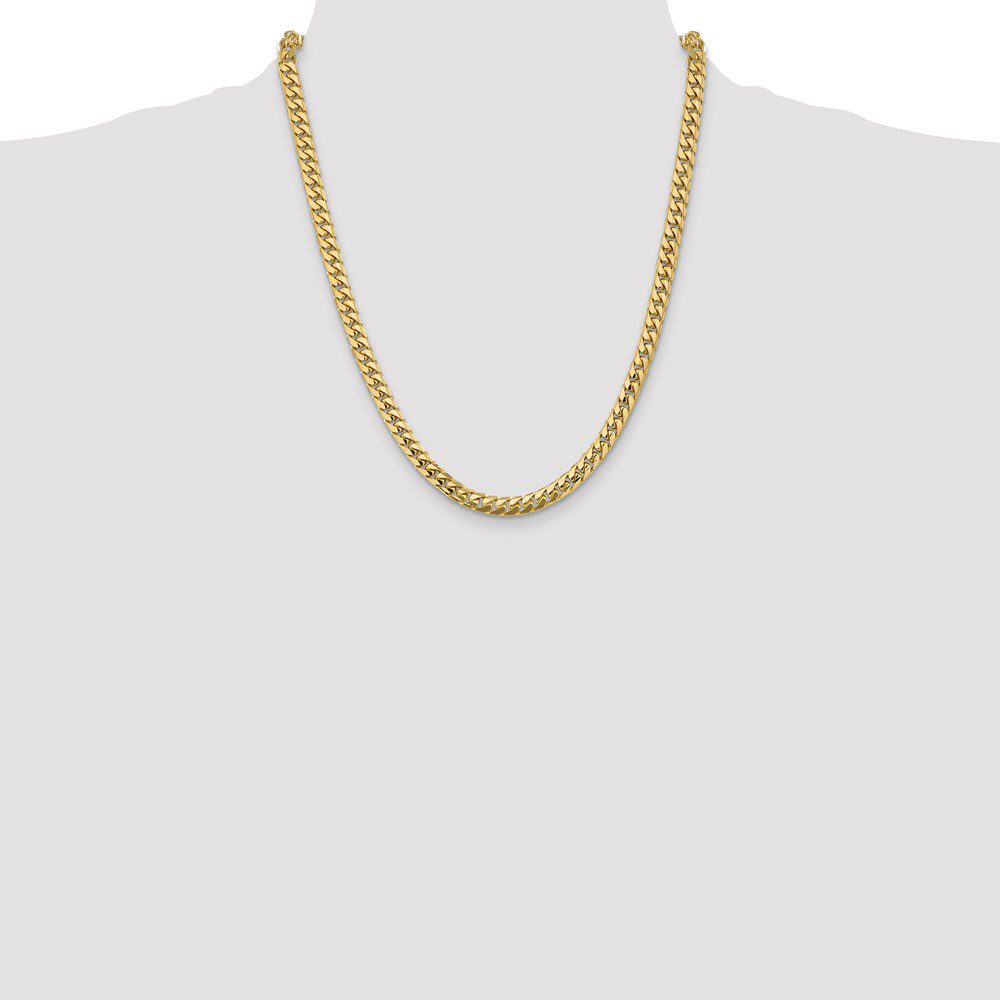 Elegant gold chain necklace displayed on a white mannequin bust.