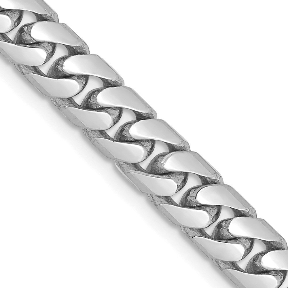 Close-up of a silver chain bracelet with interlocking links.