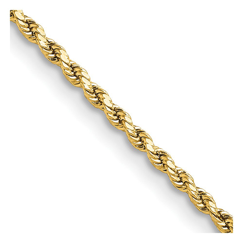 Close-up of a gold twisted rope chain necklace.