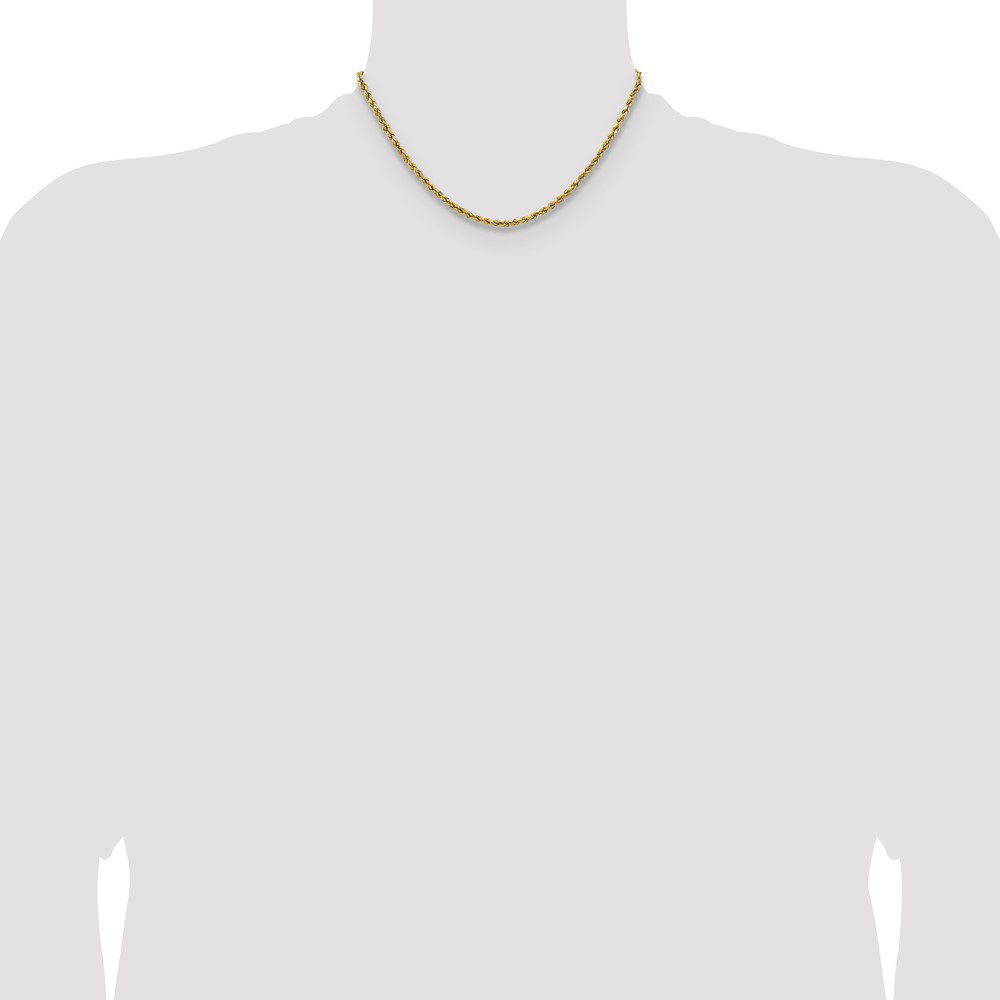 A simple gold chain necklace on a plain white background.