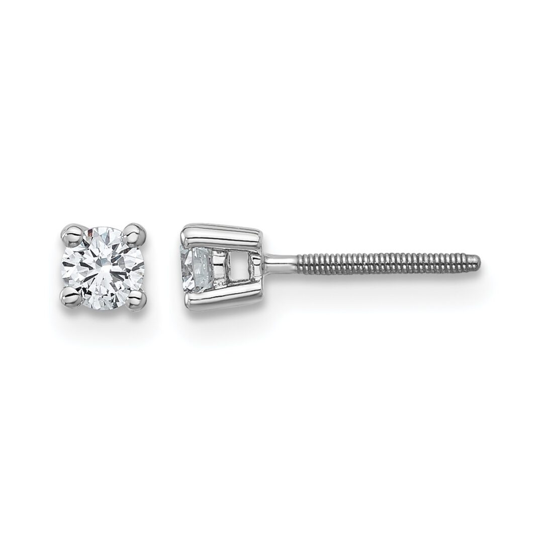 Elegant square diamond stud earrings with a silver setting.