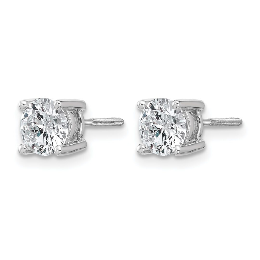 Pair of elegant diamond stud earrings with silver posts.