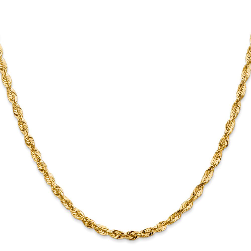 Elegant gold rope chain necklace with intricate twisted design.
