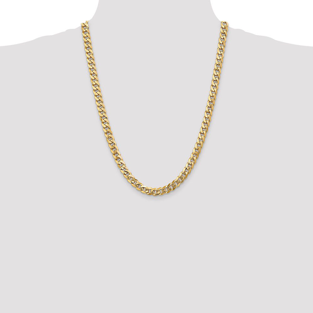Elegant gold chain necklace displayed on a plain bust.