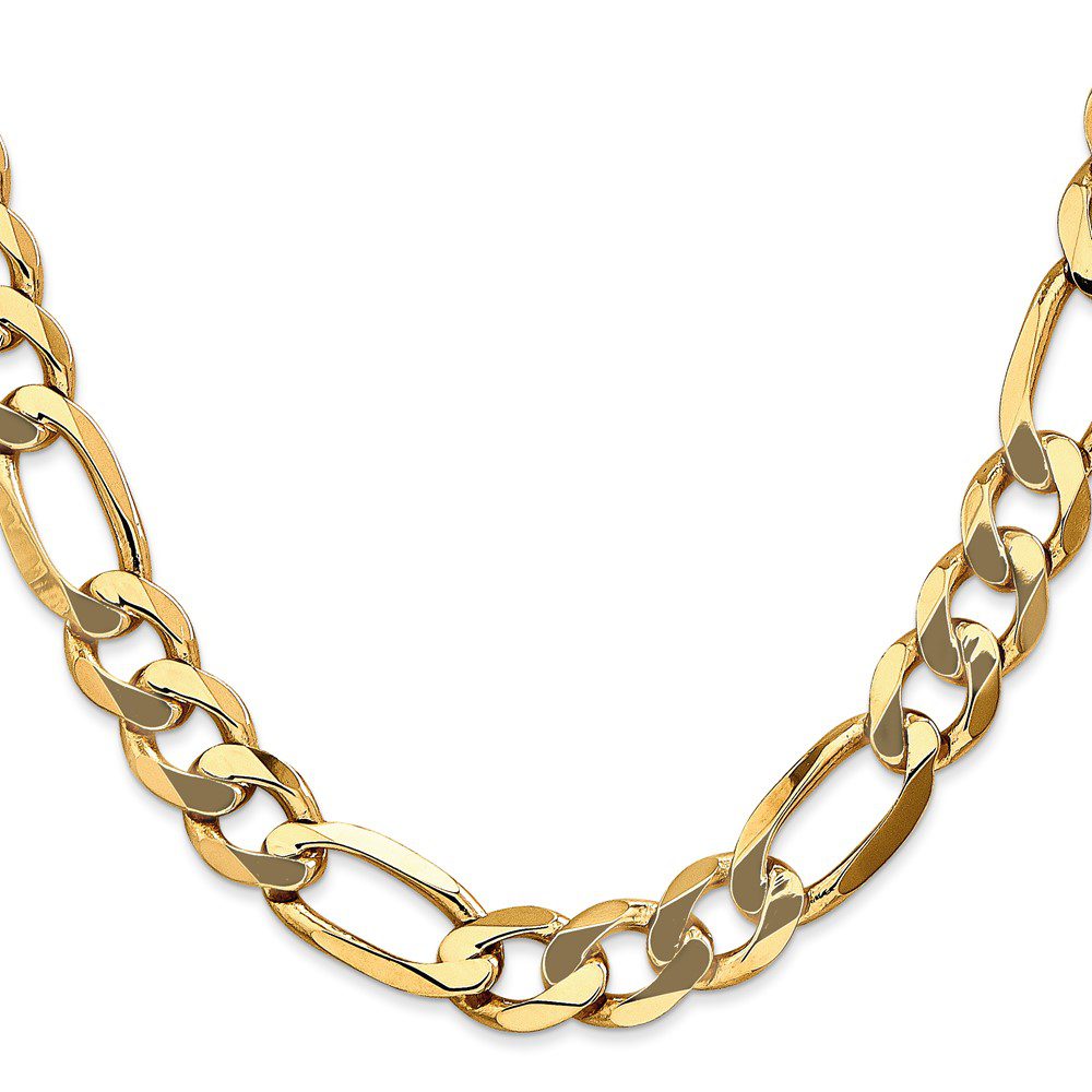 Close-up of a gold chain necklace with interlocking links.