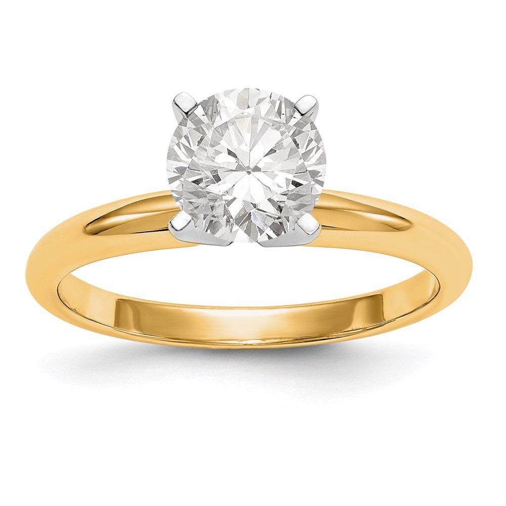 Elegant gold ring with a round diamond solitaire.