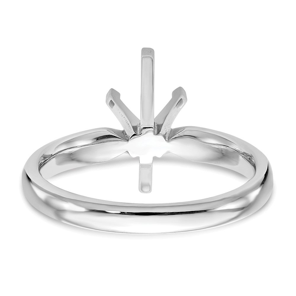 Silver ring with prongs for setting a gemstone.