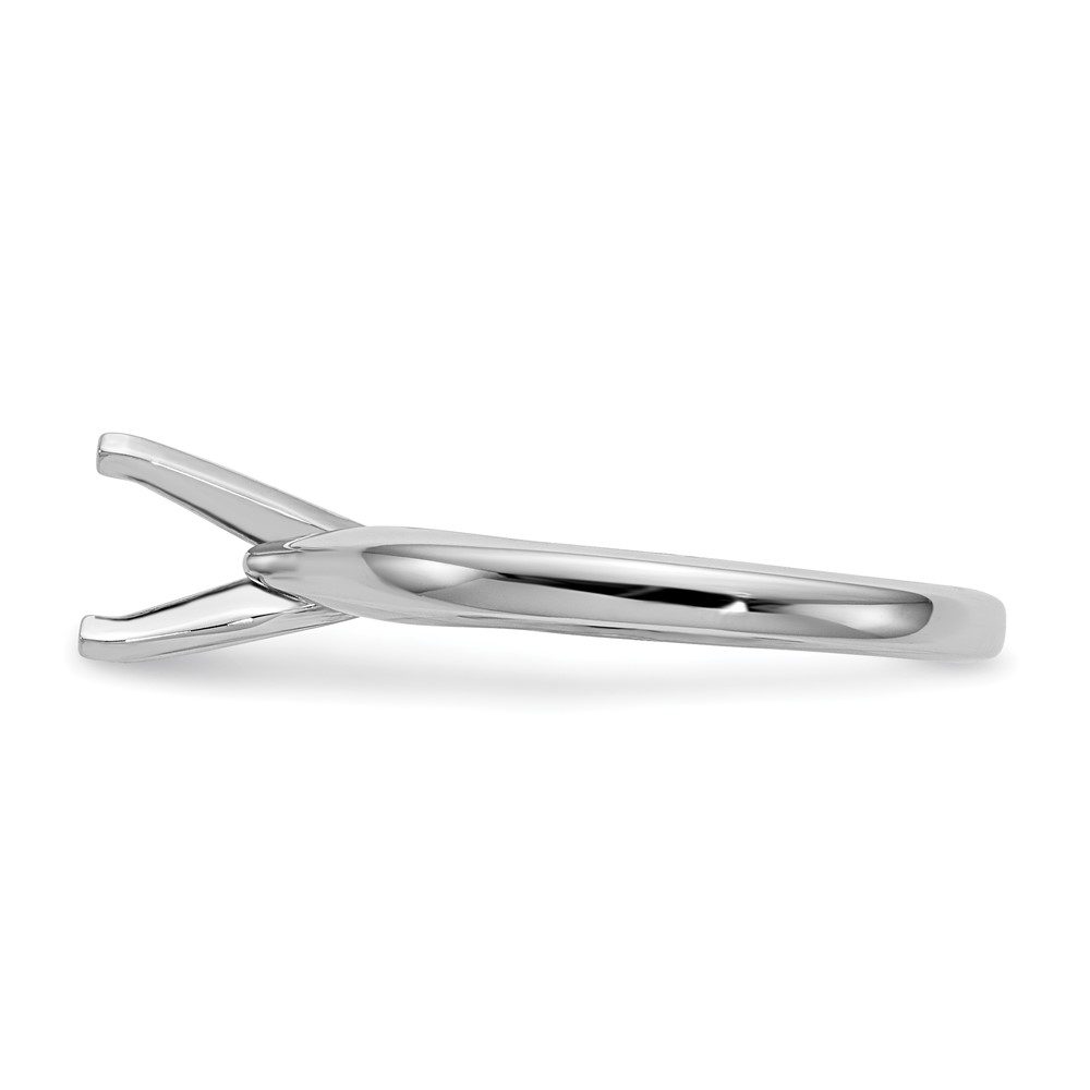 Silver metal hairpin with a forked end.