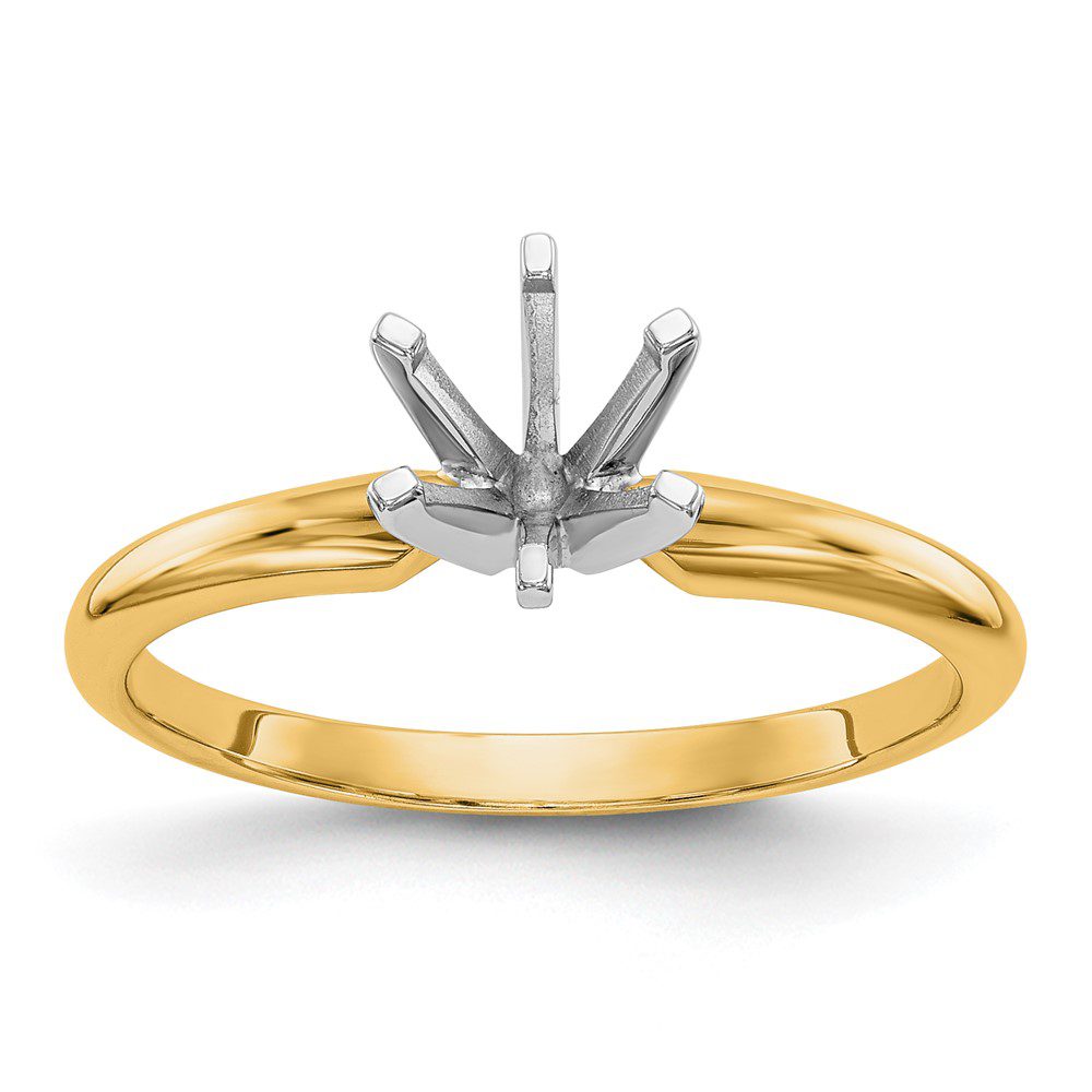 Gold engagement ring setting without a center stone.
