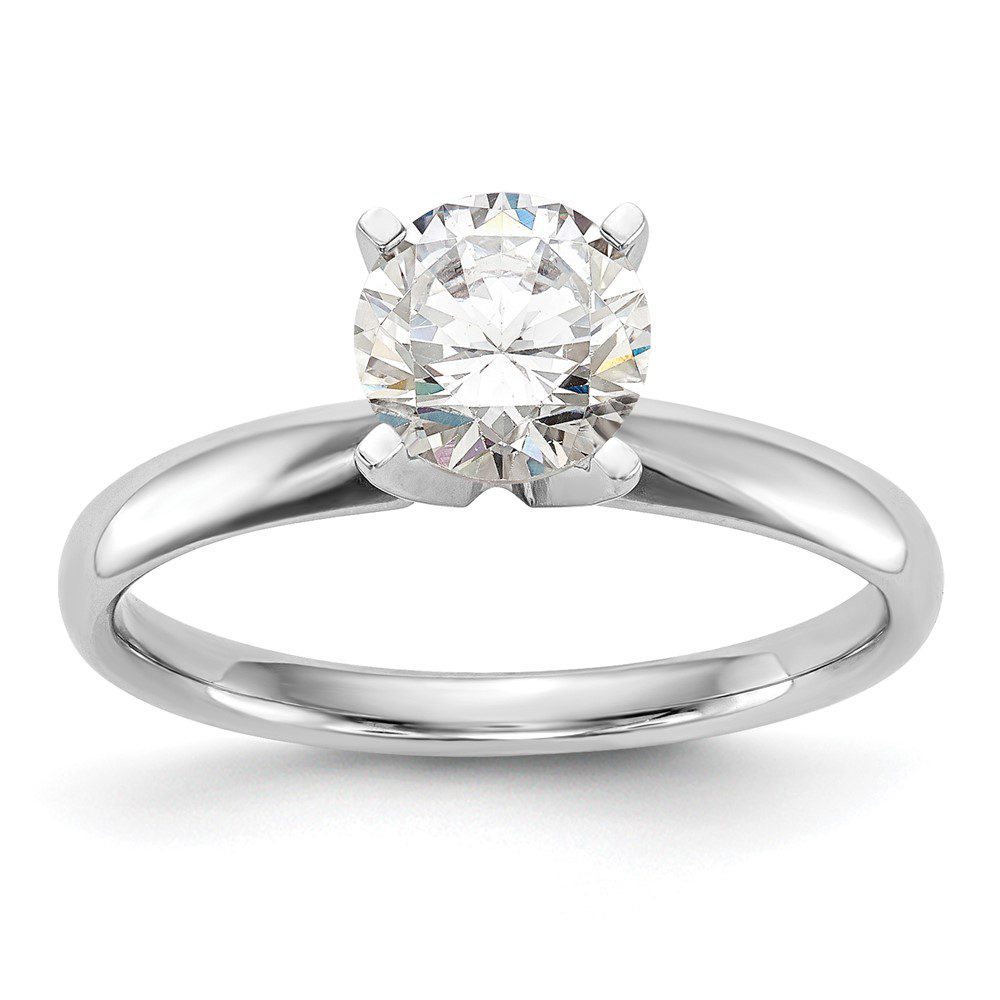 Elegant solitaire diamond engagement ring with a sleek silver band.