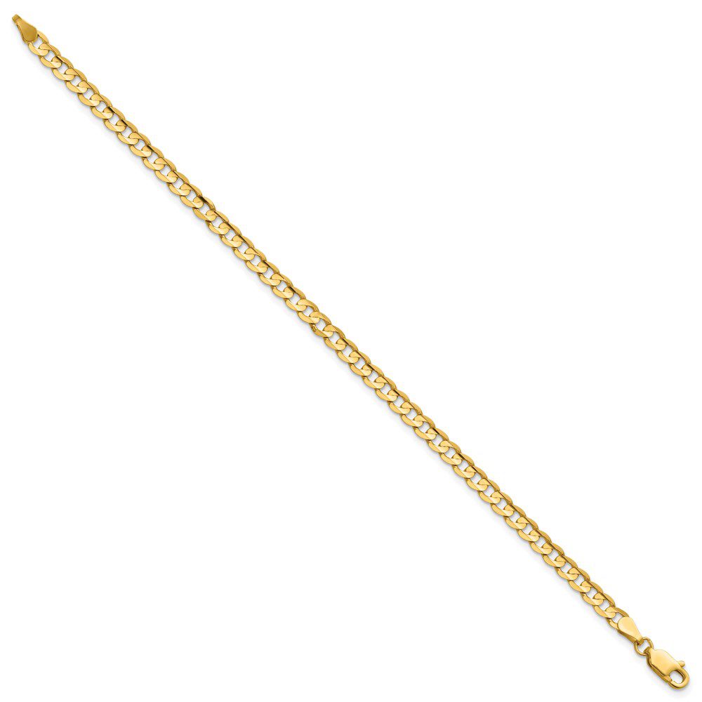 A gold chain necklace with a simple design.