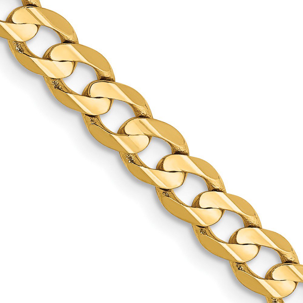 Close-up of a gold chain link bracelet with polished finish.
