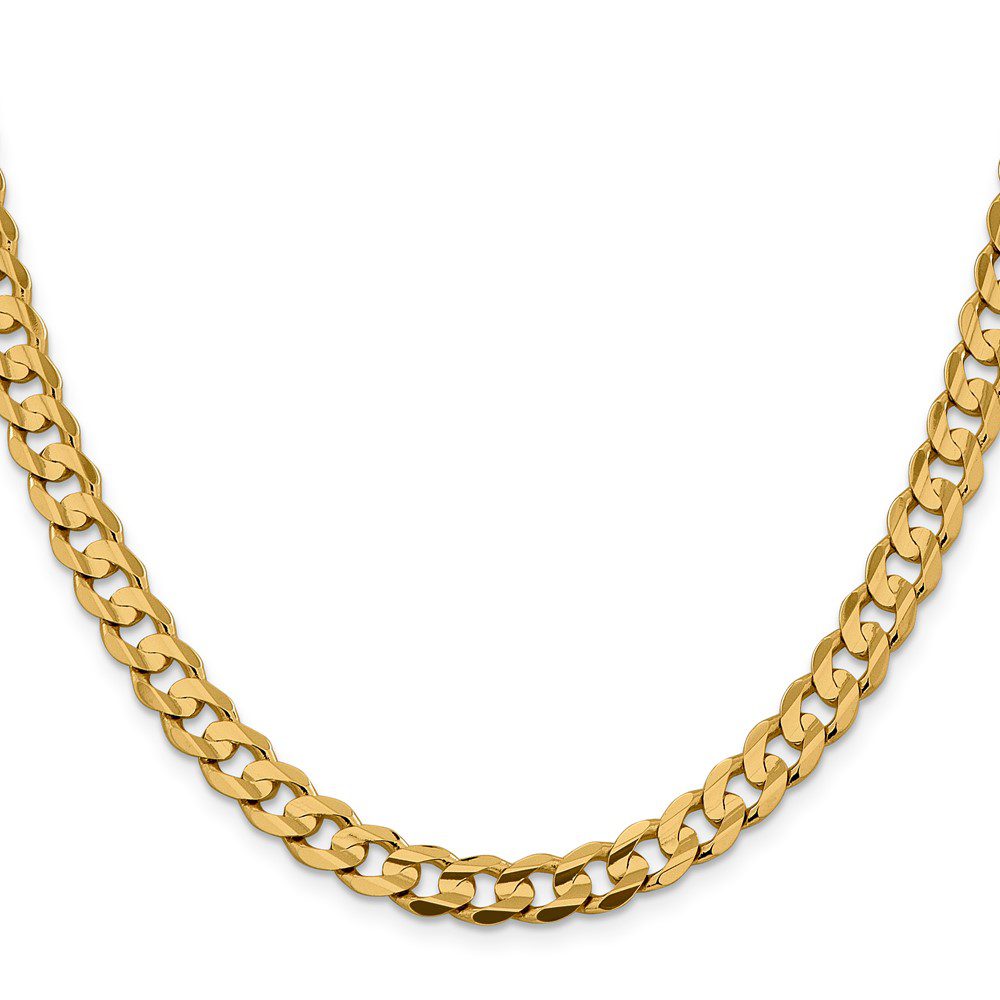 Close-up of a gold chain necklace with a box link design.