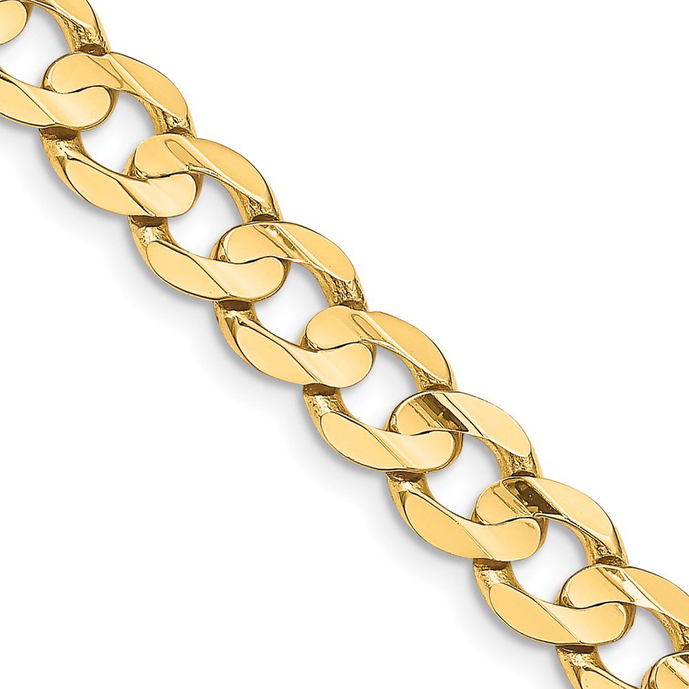 Close-up of a gold chain with interlocking links.