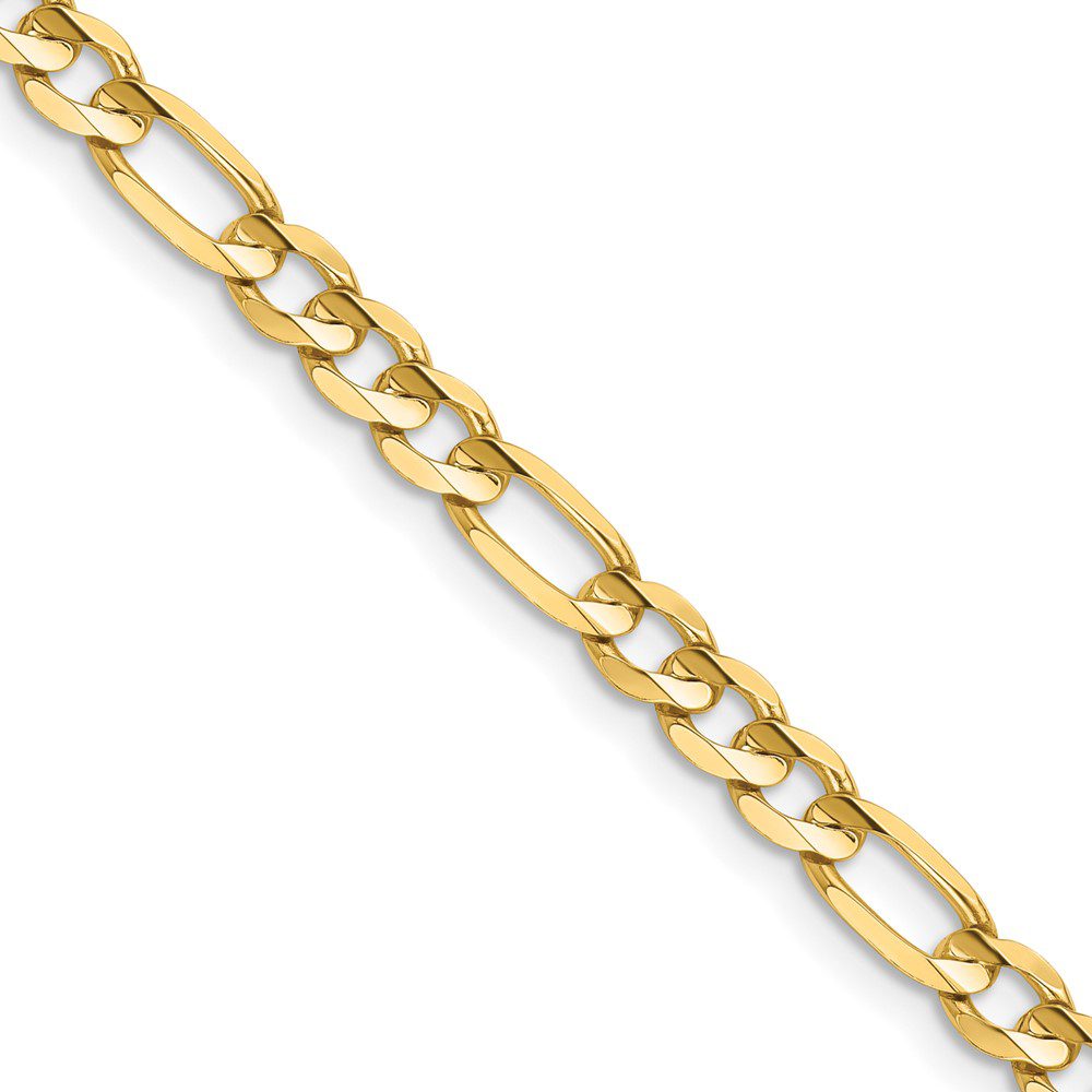 Close-up of a gold chain bracelet with rectangular and oval links.