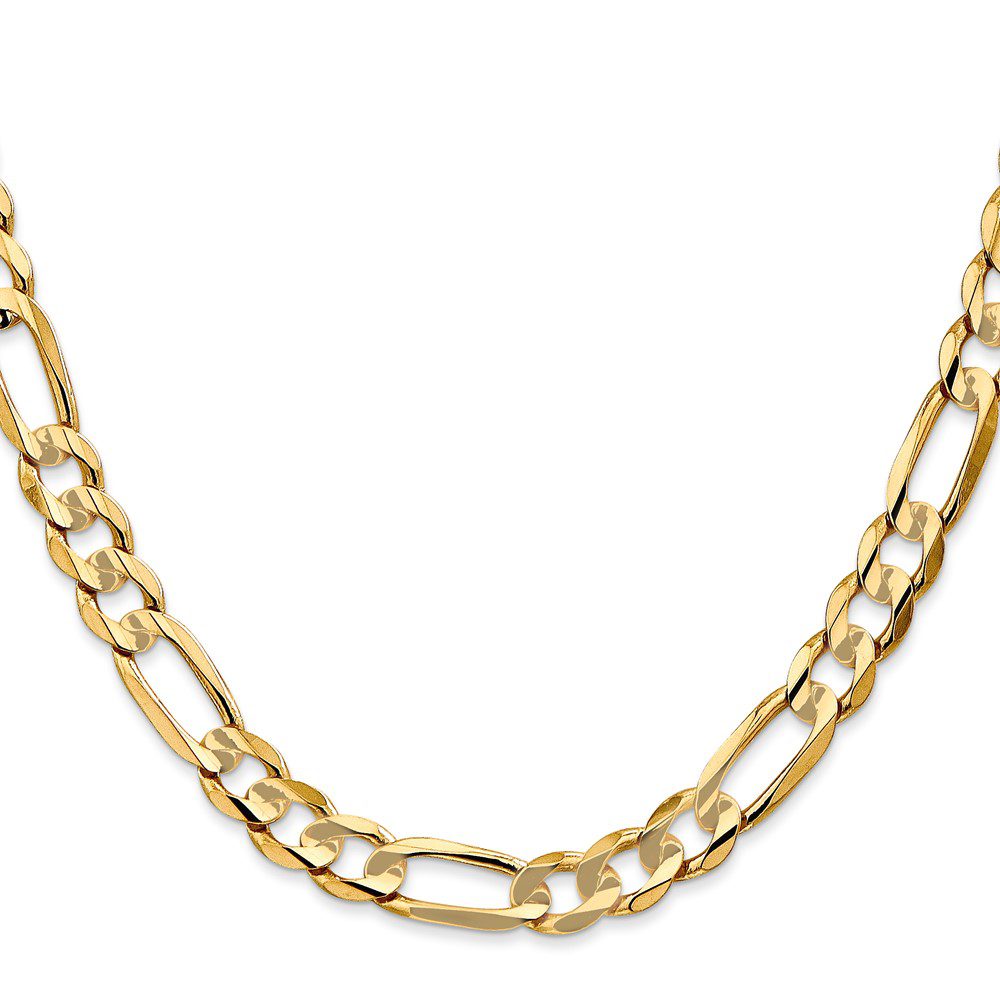 Close-up of a gold chain necklace with interlocking links.