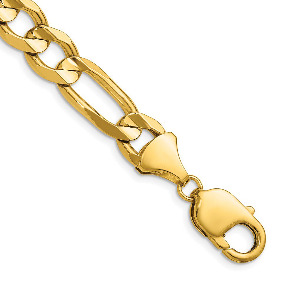 Close-up of a gold chain bracelet with a clasp.