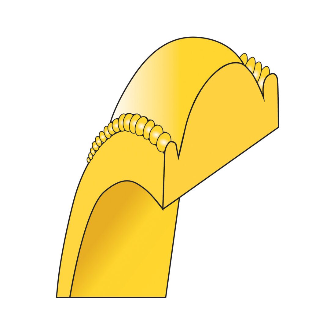 Illustration of a yellow architectural molding with decorative grooves.