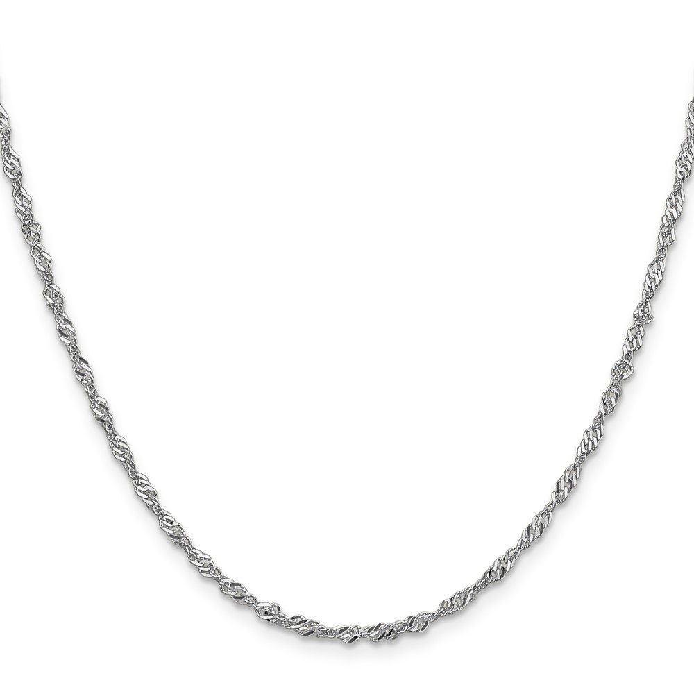 Simple silver chain necklace with a subtle twisted design.
