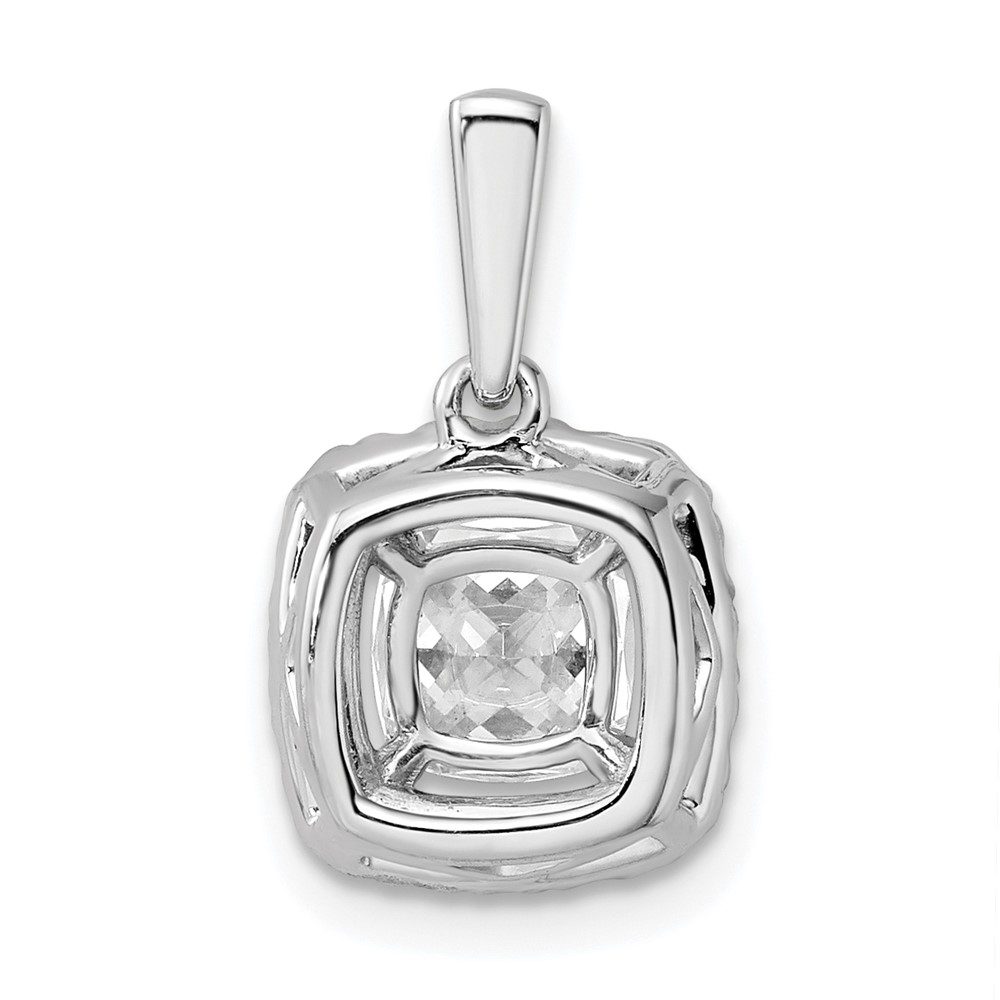 Elegant silver pendant with a cushion-cut gemstone centerpiece.
