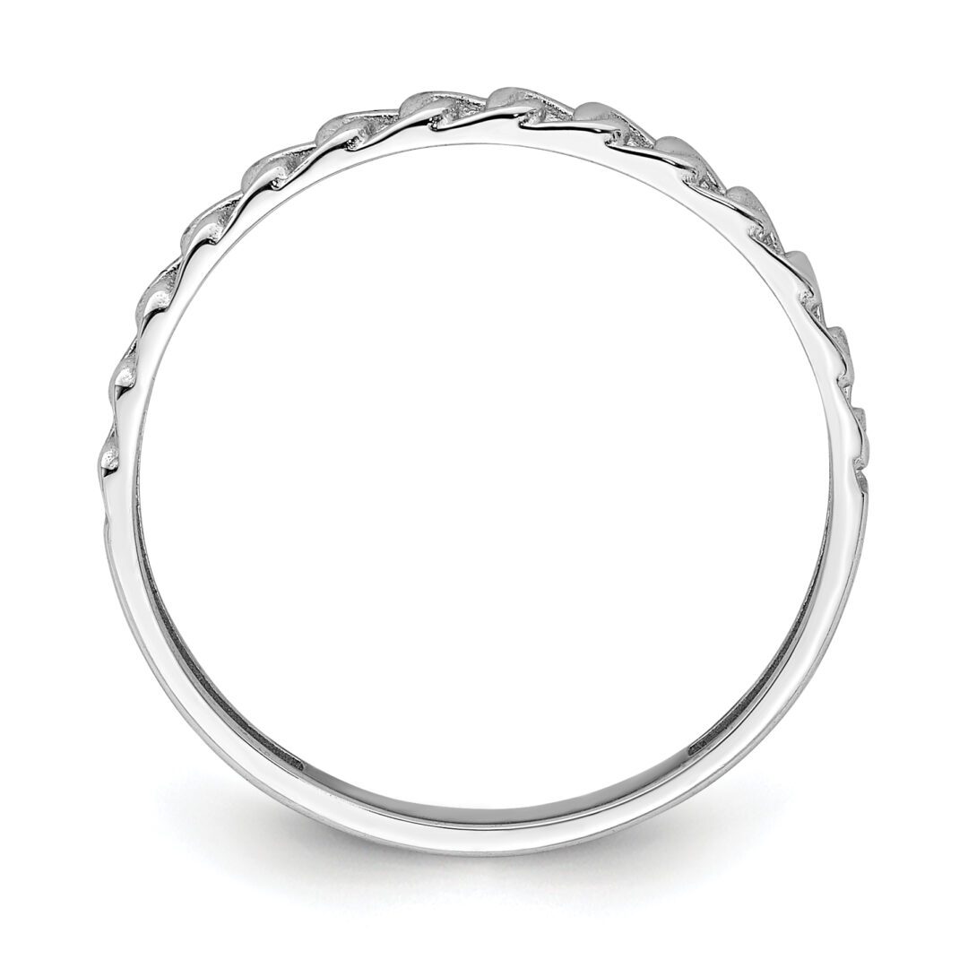 Elegant silver ring with a delicate twisted design.