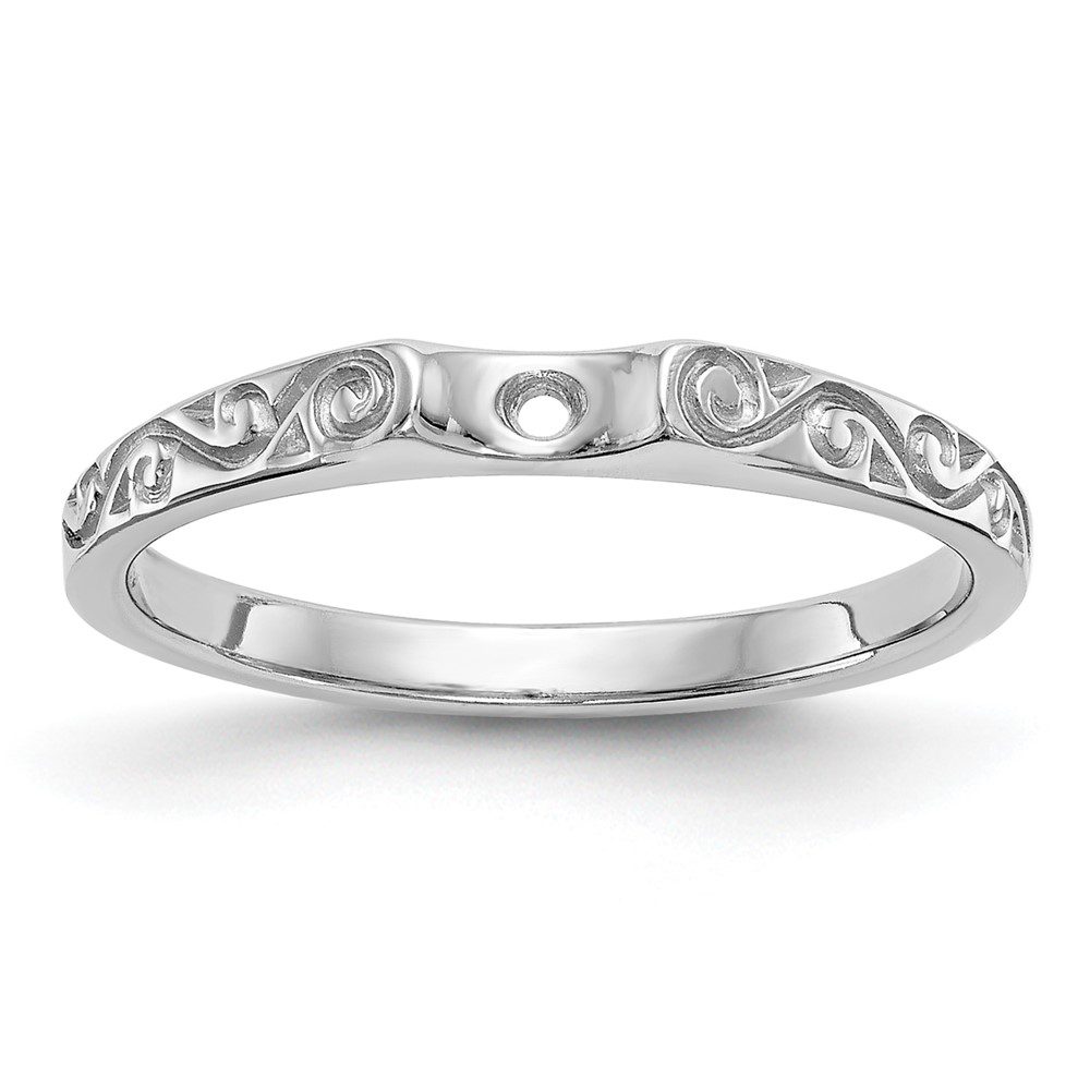 Elegant silver ring with intricate vine-like patterns.