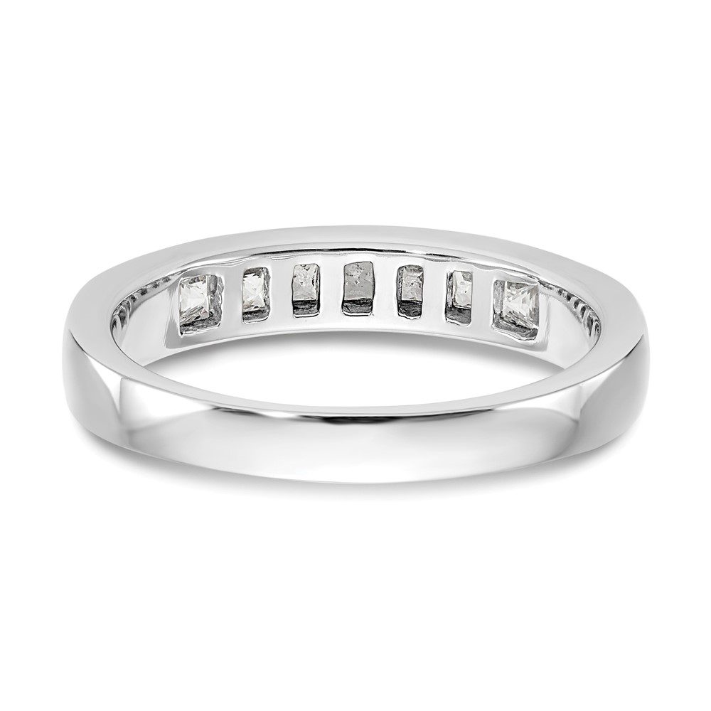 Elegant silver ring with rectangular cutouts around the band.