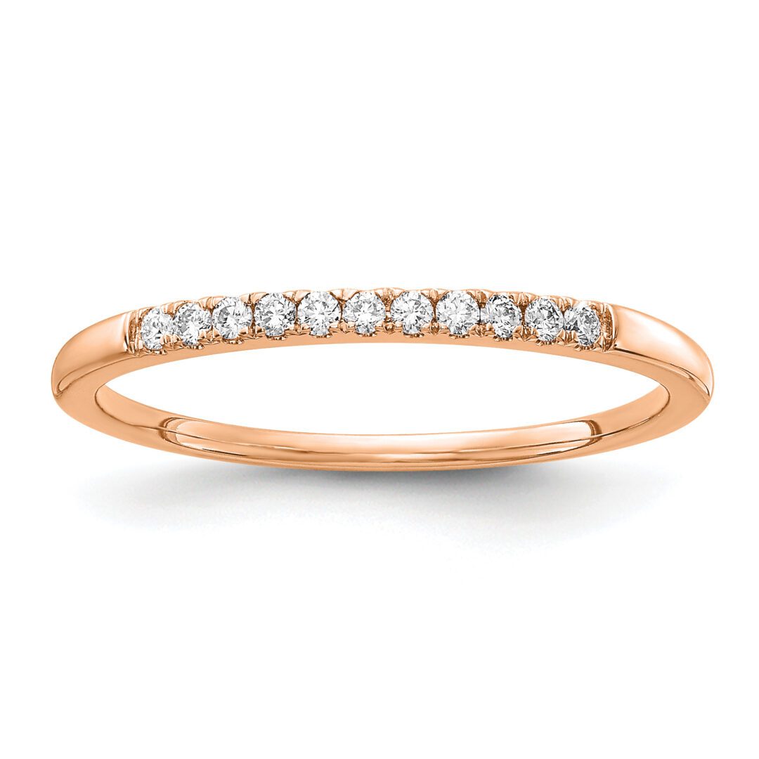 Elegant rose gold band with a row of small diamonds.