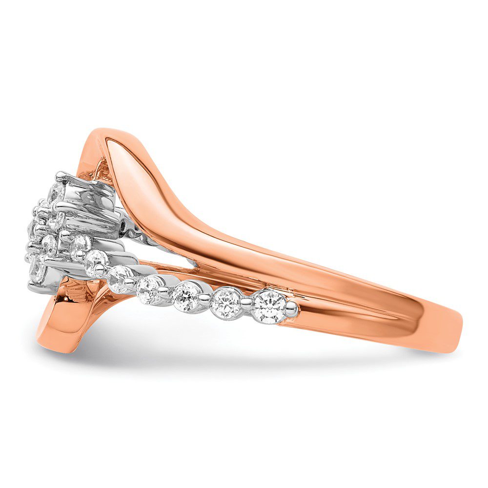 Elegant rose gold ring with sparkling diamonds.