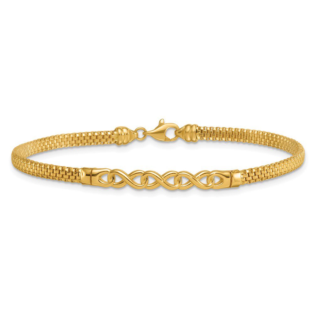 Elegant gold bracelet with intricate design.