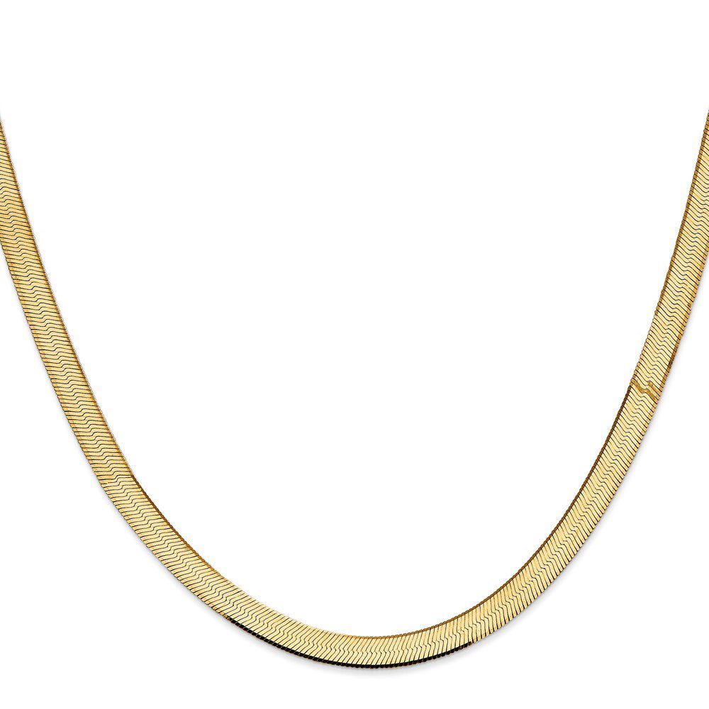 Elegant gold chain necklace with a smooth, flat design.