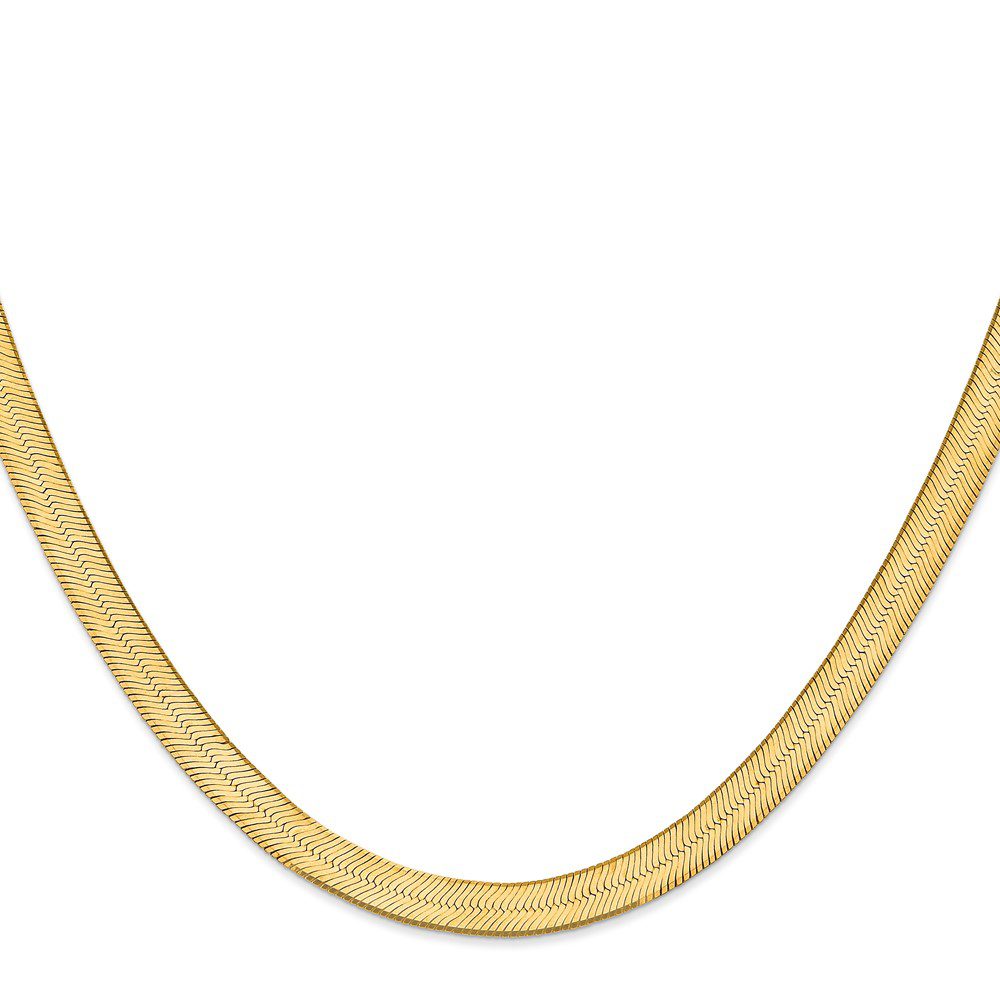 Elegant gold chain necklace with a smooth, flat design.