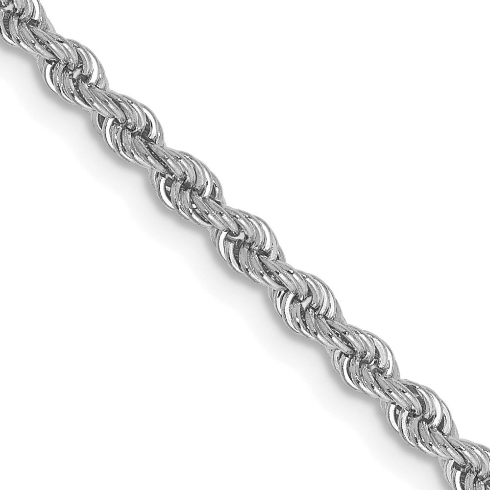 Close-up of a silver twisted rope chain necklace.