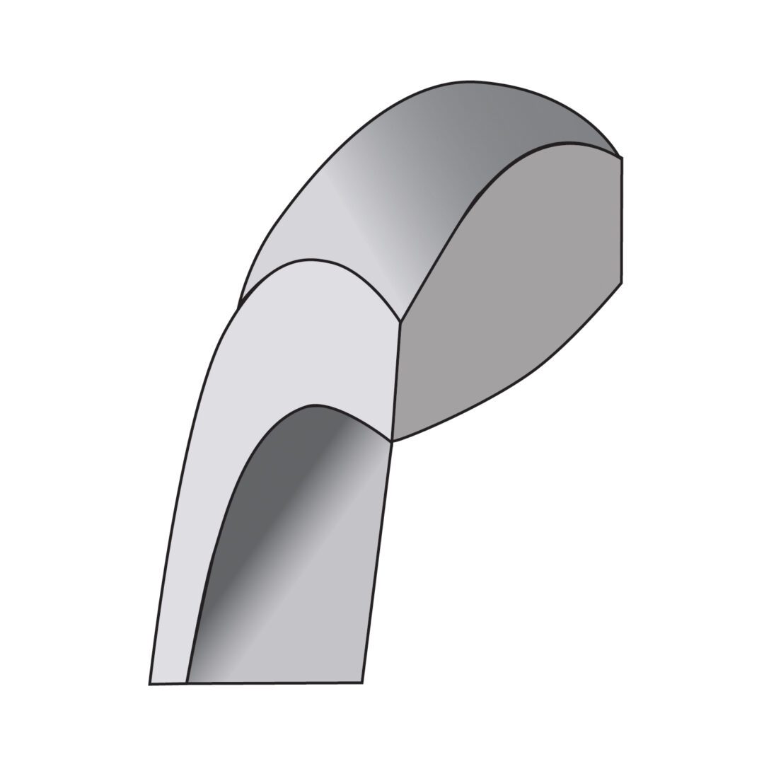 Illustration of a bent pipe or elbow joint.