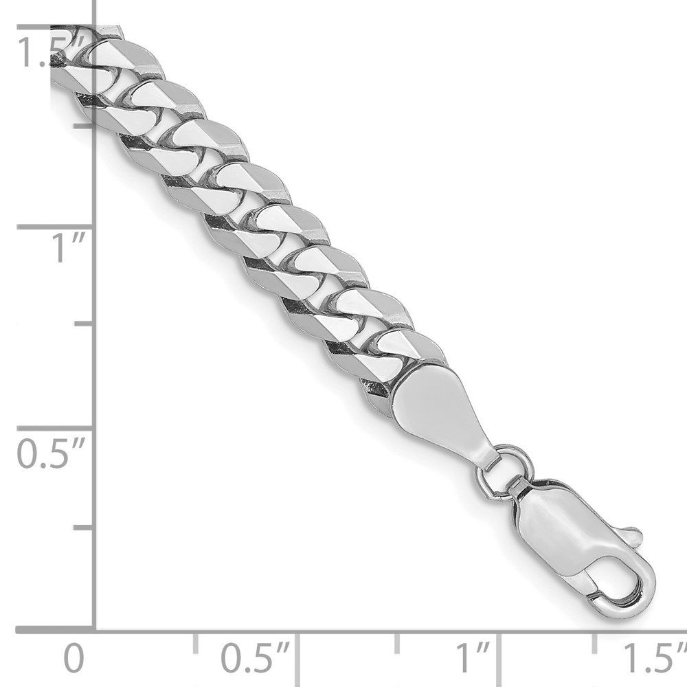 Silver chain bracelet with a lobster clasp and measurement scale.