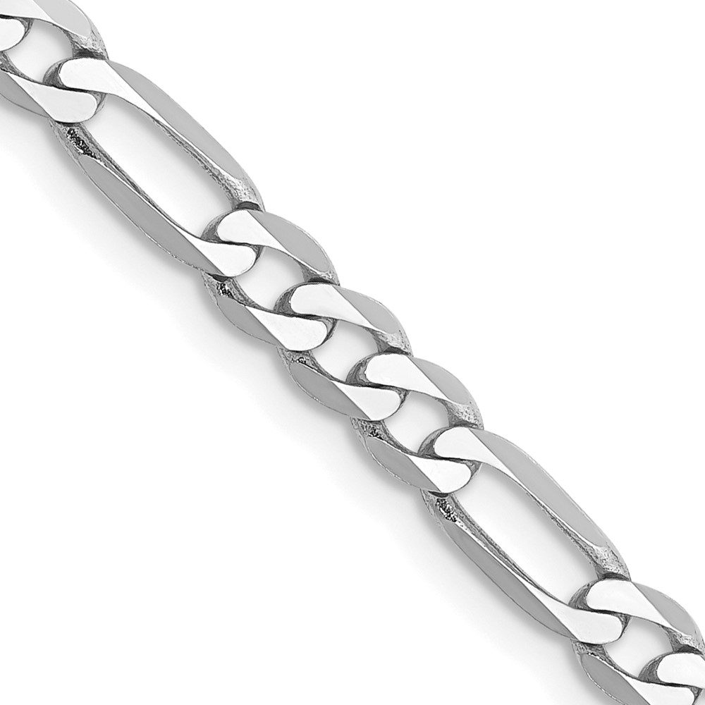 Close-up of a silver chain link bracelet with polished finish.