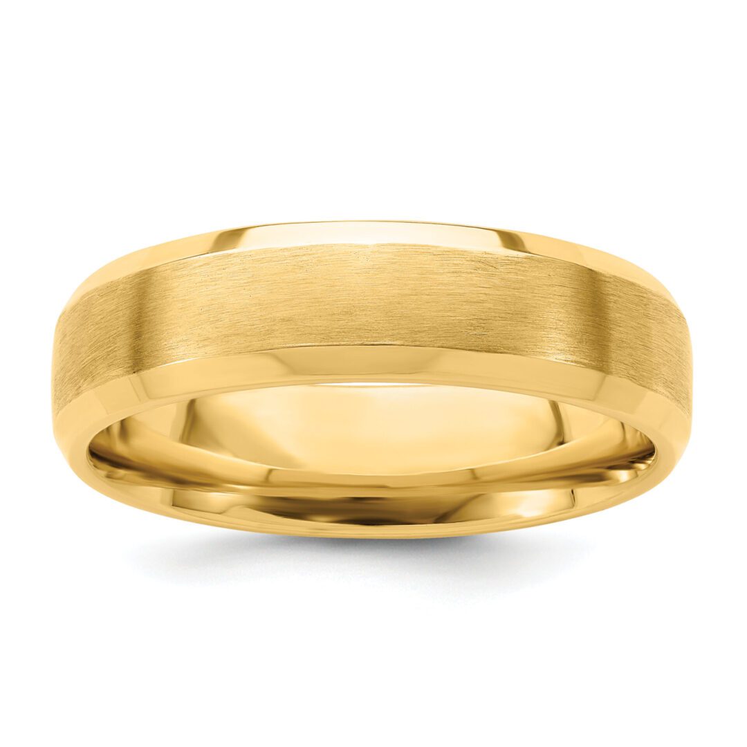 Simple gold wedding band with a polished finish.